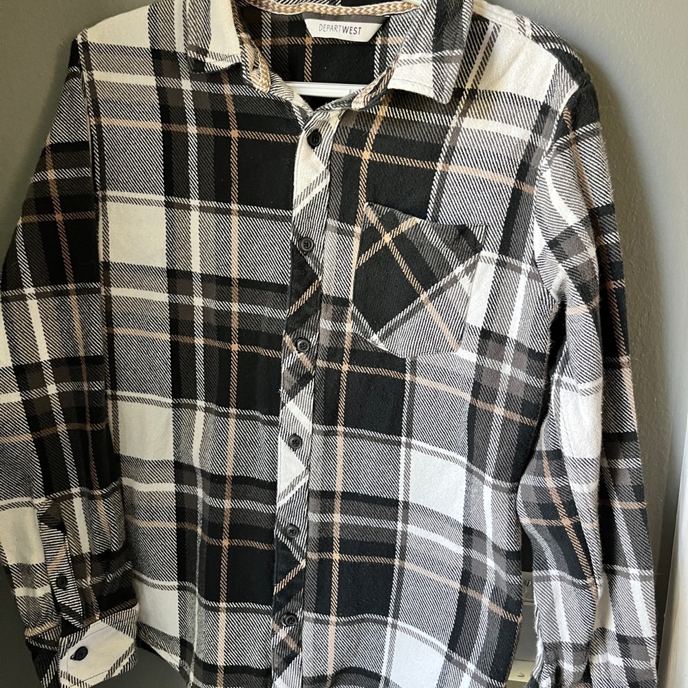Depart West Black and White Plaid Men's Shirt